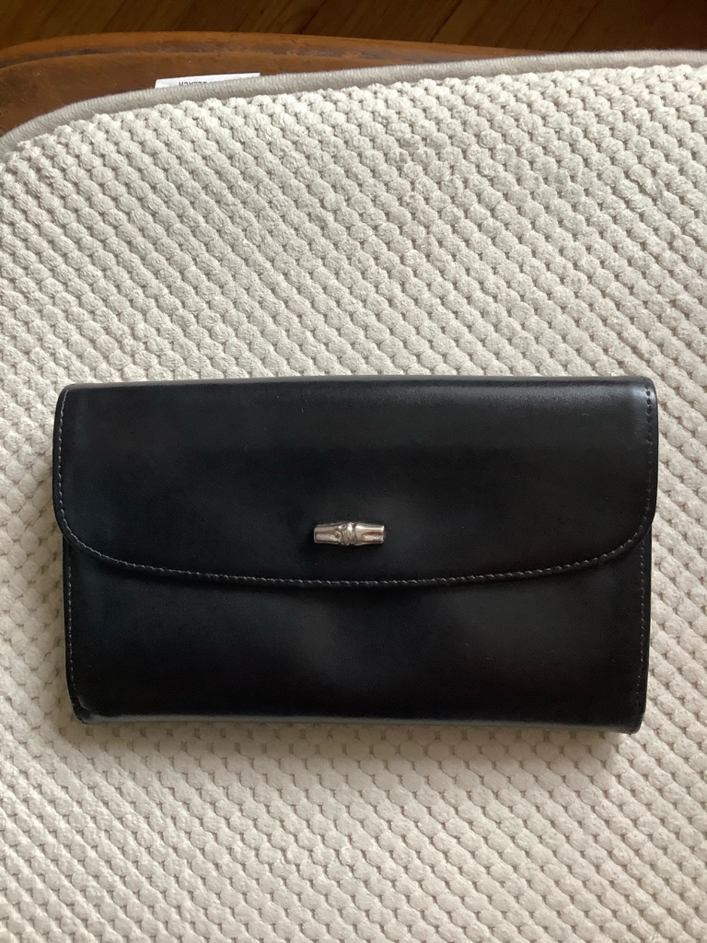 Longchamp  Black Leather Wallet/ Checkbook